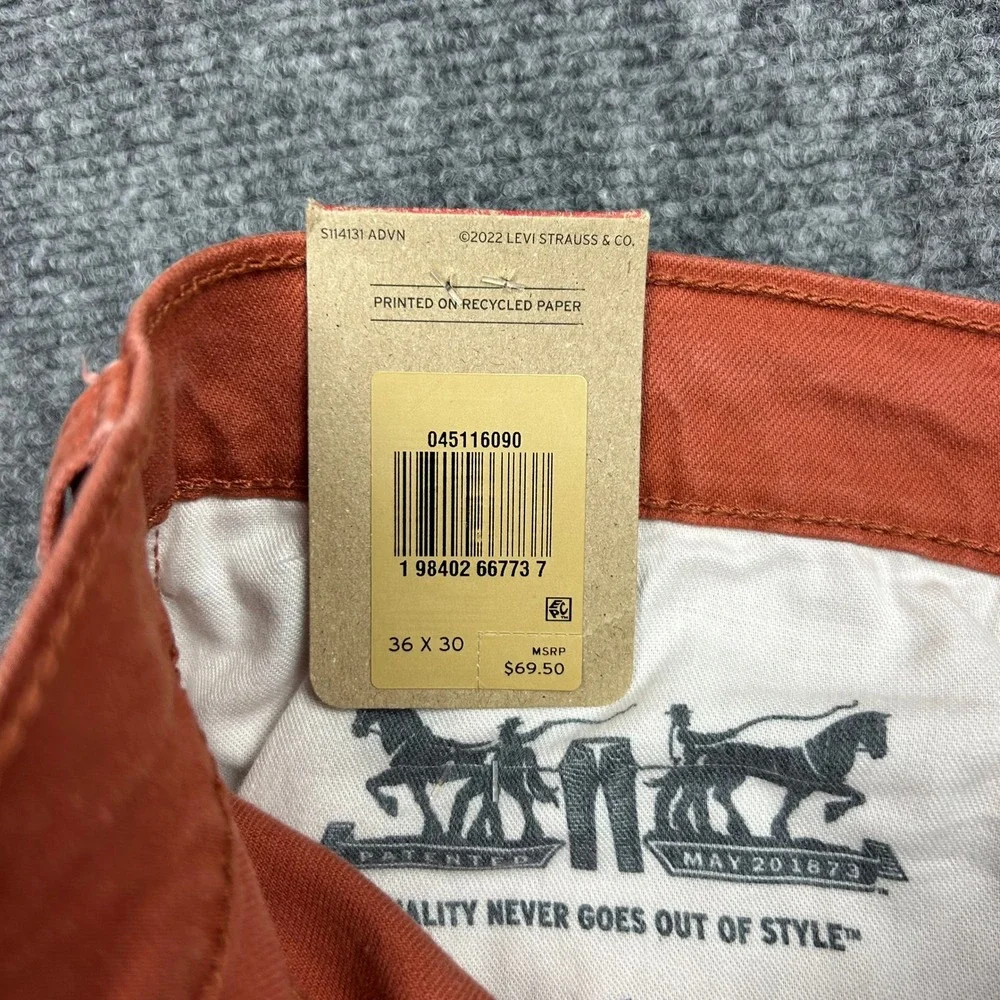 Levis 511 Slim Jeans Mens 36x30 Etruscan Red (Orange) Stretch Twill Pants